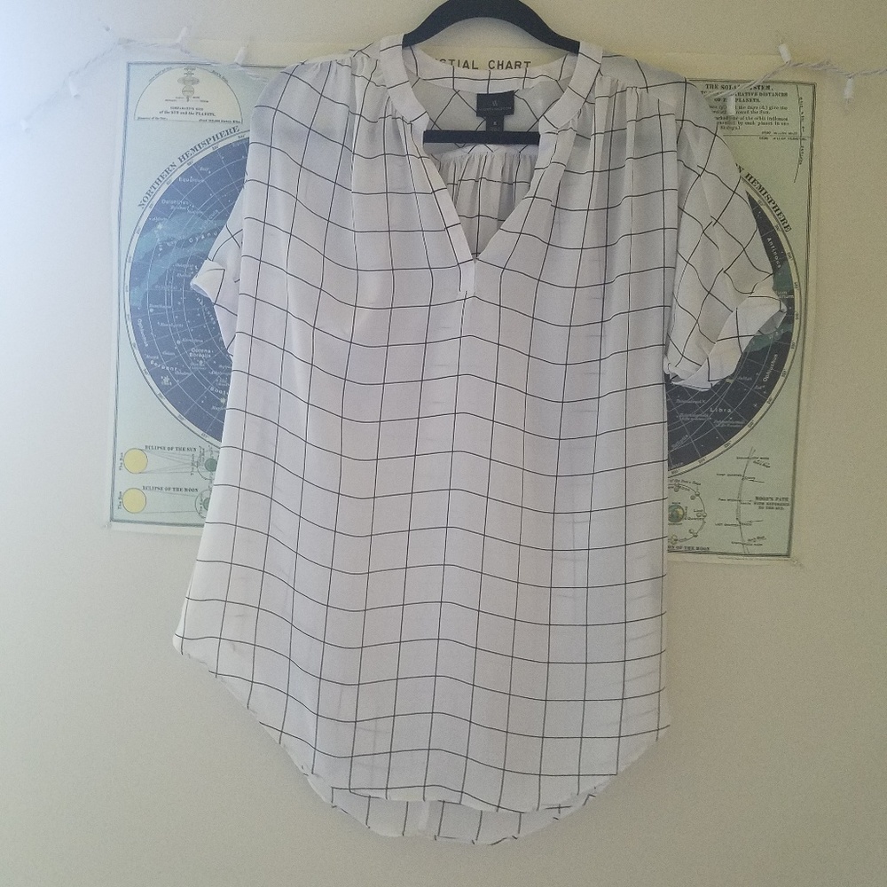 Grid patterned blouse